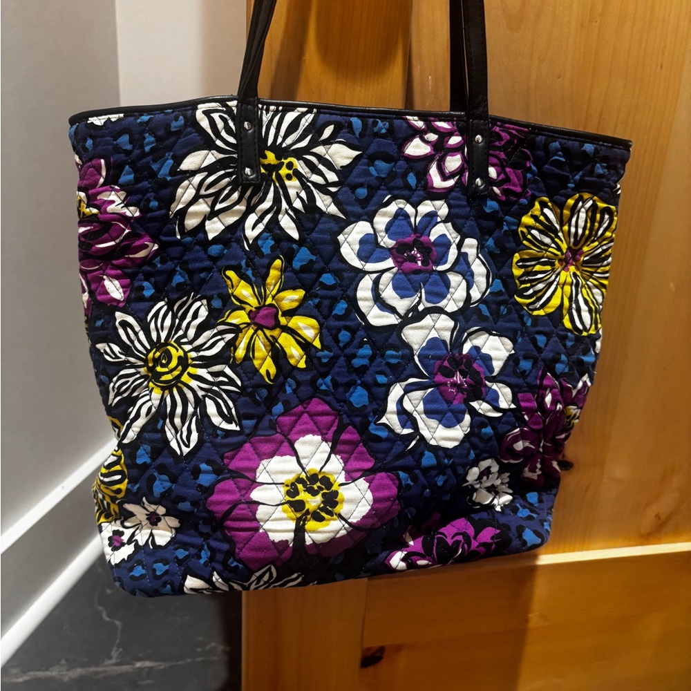 Vera Bradley Floral Quilted Tote Bag - Blue, Purple, Black